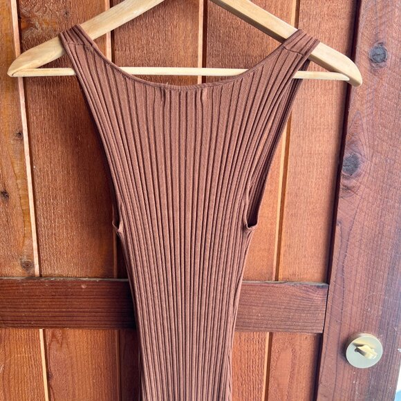 ELCE SWIM Ribbed Maxi Brown Dress Small - Picture 6 of 9